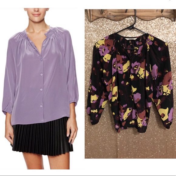Tucker Tops - Tucker Floral 100% Silk Classic Blouse Sz S EUC